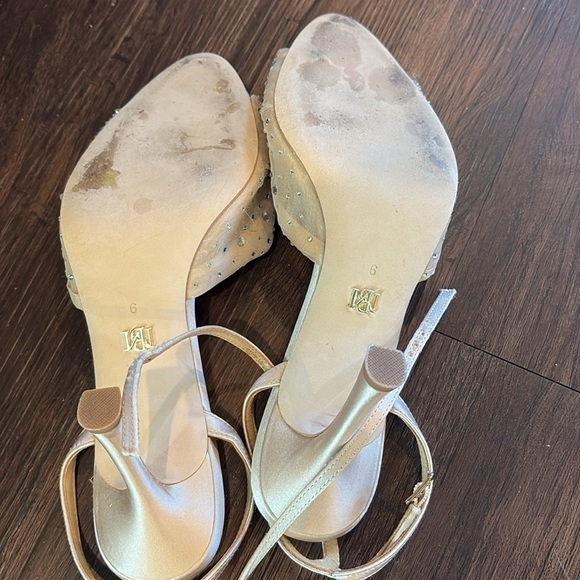 Badgley Mischka Cameryn Mesh Rhinestone Embellished Ankle Strap Dress Heels - Picture 5 of 7